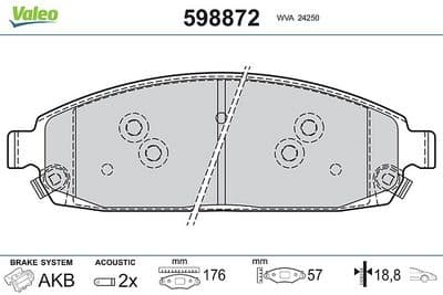 Juego de balatas de freno VALEO 598872