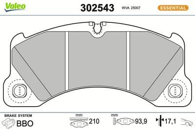 Juego de balatas de freno VALEO 302543