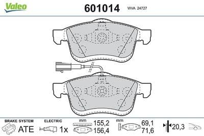 Juego de balatas de freno VALEO 601014