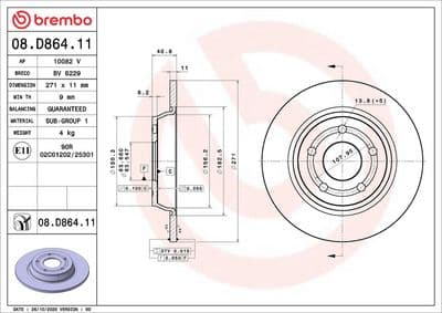 Disco de freno BREMBO 08.D864.11