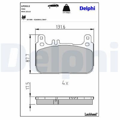 Juego de balatas de freno DELPHI LP3512