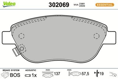 Juego de balatas de freno VALEO 302069