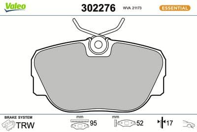 Juego de balatas de freno VALEO 302276