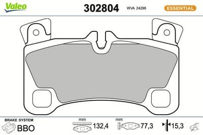 Juego de balatas de freno VALEO 302804
