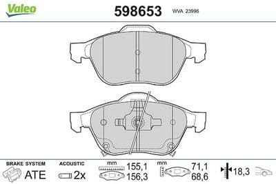 Juego de balatas de freno VALEO 598653