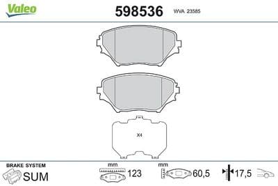 Juego de balatas de freno VALEO 598536