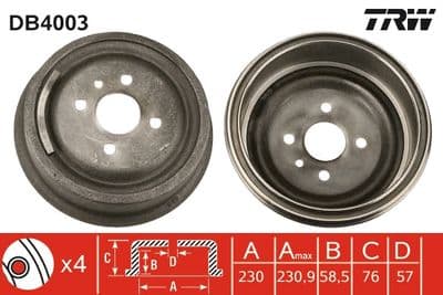Tambor de freno TRW DB4003