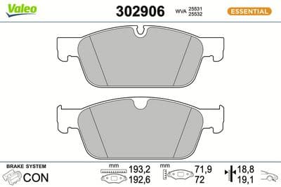 Juego de balatas de freno VALEO 302906