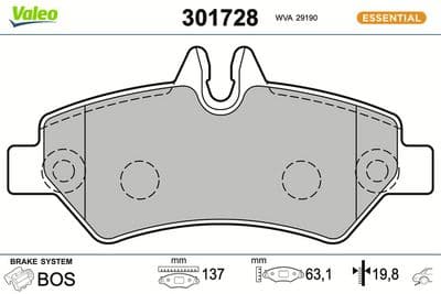 Juego de balatas de freno VALEO 301728