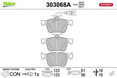 Juego de balatas de freno VALEO 303068A