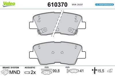 Juego de balatas de freno VALEO 610370