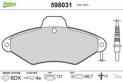 Juego de balatas de freno VALEO 598031