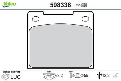 Juego de balatas de freno VALEO 598338