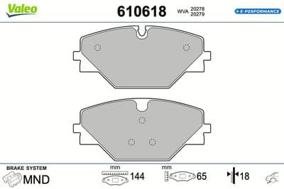 Juego de balatas de freno VALEO 610618