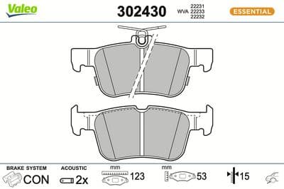 Juego de balatas de freno VALEO 302430