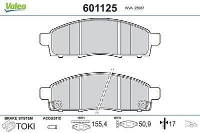Juego de balatas de freno VALEO 601125