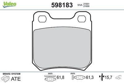Juego de balatas de freno VALEO 598183