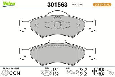 Juego de balatas de freno VALEO 301563