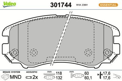 Juego de balatas de freno VALEO 301744