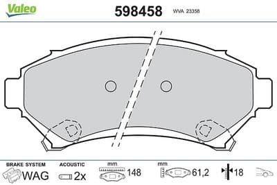 Juego de balatas de freno VALEO 598458