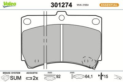 Juego de balatas de freno VALEO 301274