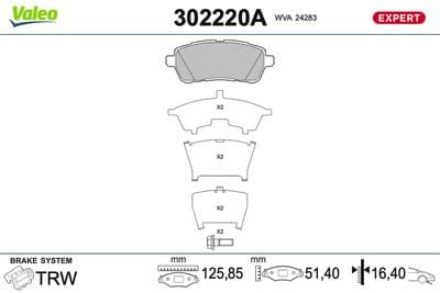 Juego de balatas de freno VALEO 302220A