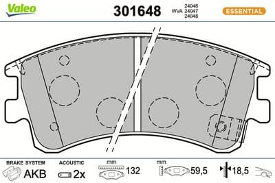 Juego de balatas de freno VALEO 301648