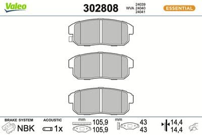 Juego de balatas de freno VALEO 302808