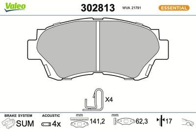 Juego de balatas de freno VALEO 302813