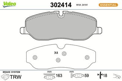 Juego de balatas de freno VALEO 302414