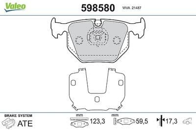 Juego de balatas de freno VALEO 598580