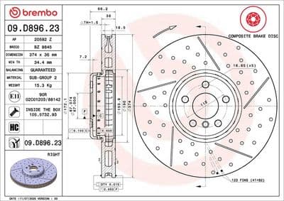 Disco de freno BREMBO 09.D896.23