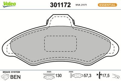 Juego de balatas de freno VALEO 301172