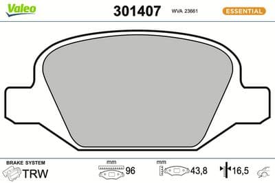 Juego de balatas de freno VALEO 301407