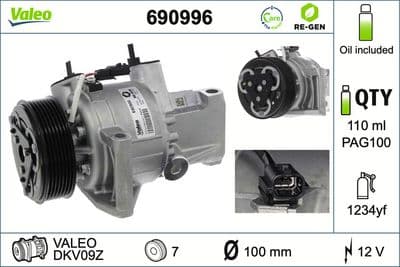 Compresor, aire acondicionado VALEO 690996
