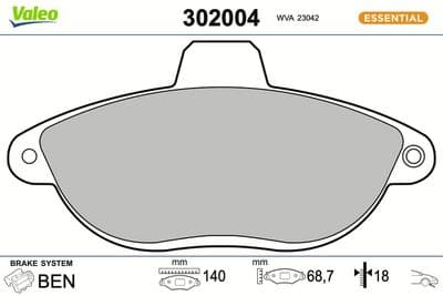 Juego de balatas de freno VALEO 302004