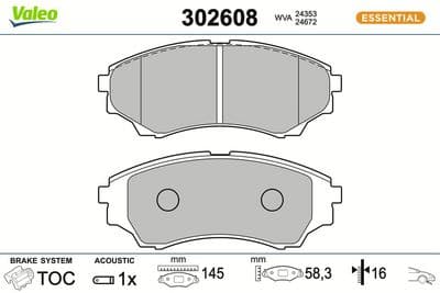 Juego de balatas de freno VALEO 302608