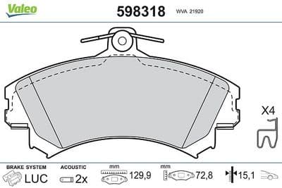 Juego de balatas de freno VALEO 598318