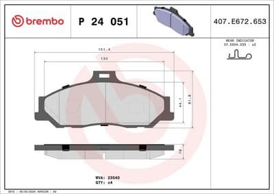 Juego de balatas de freno BREMBO P 24 051