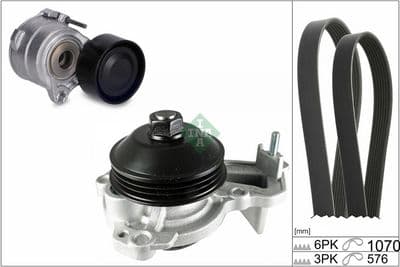 Bomba de agua + juego de correa poli V Schaeffler INA 529 0605 30