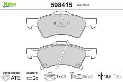Juego de balatas de freno VALEO 598415