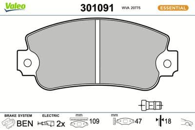 Juego de balatas de freno VALEO 301091