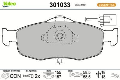Juego de balatas de freno VALEO 301033