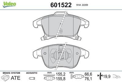 Juego de balatas de freno VALEO 601522