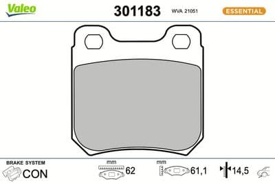 Juego de balatas de freno VALEO 301183