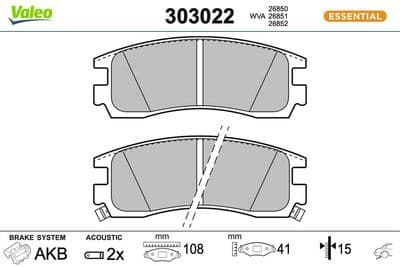 Juego de balatas de freno VALEO 303022