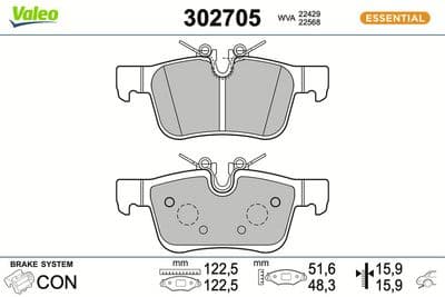 Juego de balatas de freno VALEO 302705