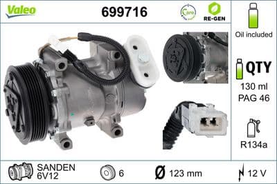 Compresor, aire acondicionado VALEO 699716