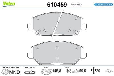 Juego de balatas de freno VALEO 610459
