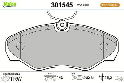 Juego de balatas de freno VALEO 301545